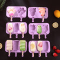 7-in-1 Silicone Popsicle Ice Cream Molds With Sticks Purple