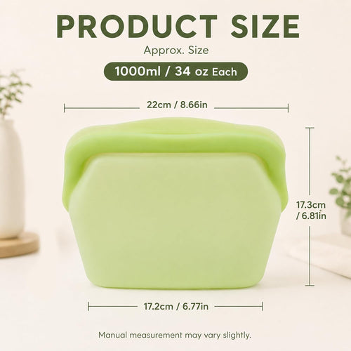 5 PCS Silicone Reusable Leakproof Standing Food Storage Bags