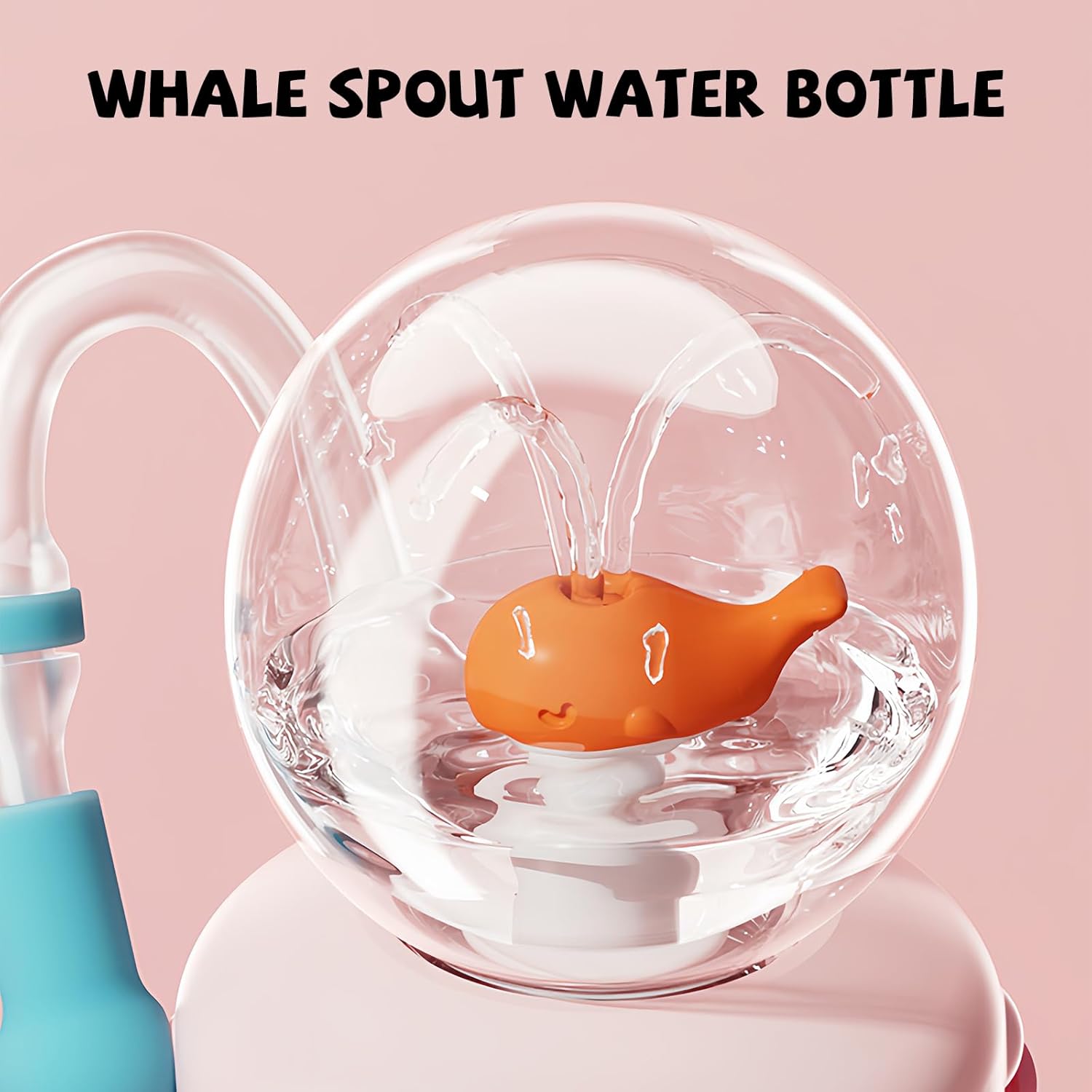 300ml Kids Whale Squirt Leakproof Straw Sippy Cup With Strap