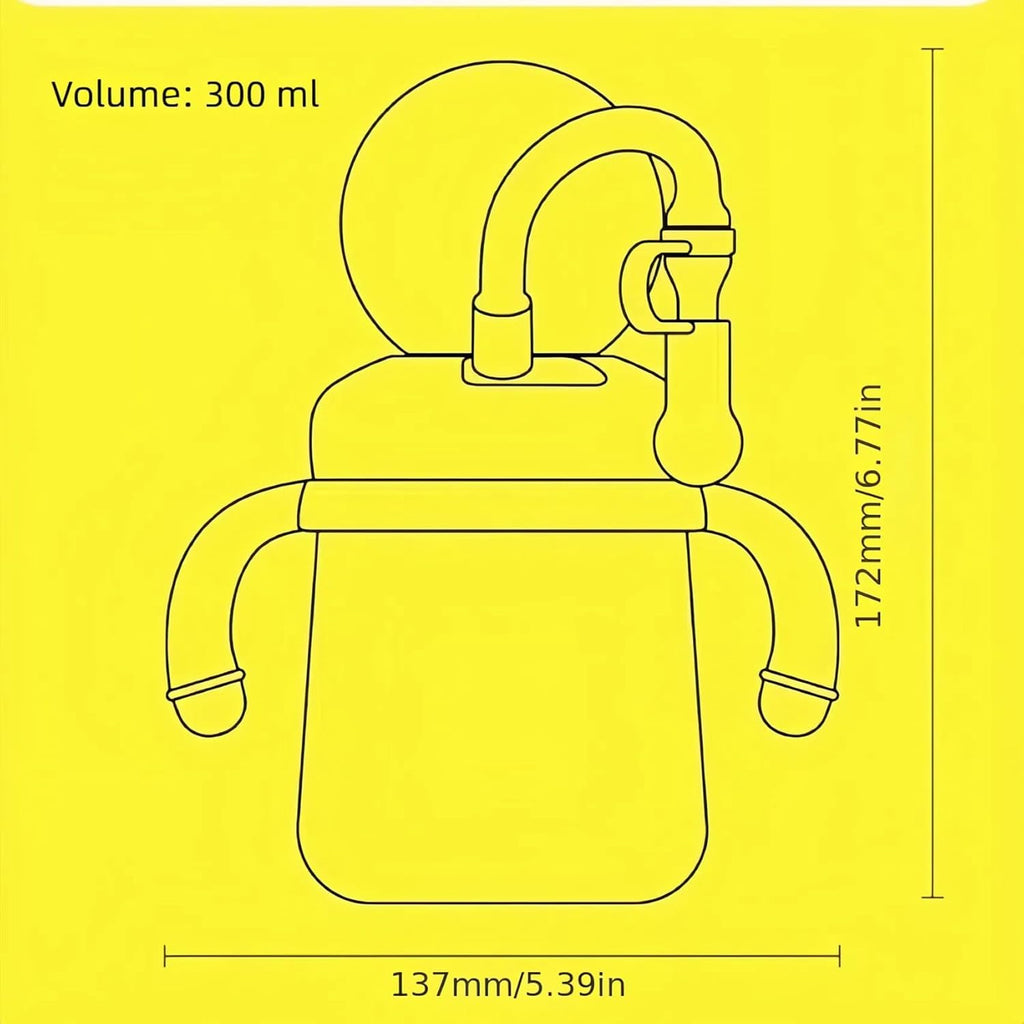 300ml Kids Whale Squirt Leakproof Straw Sippy Cup With Strap