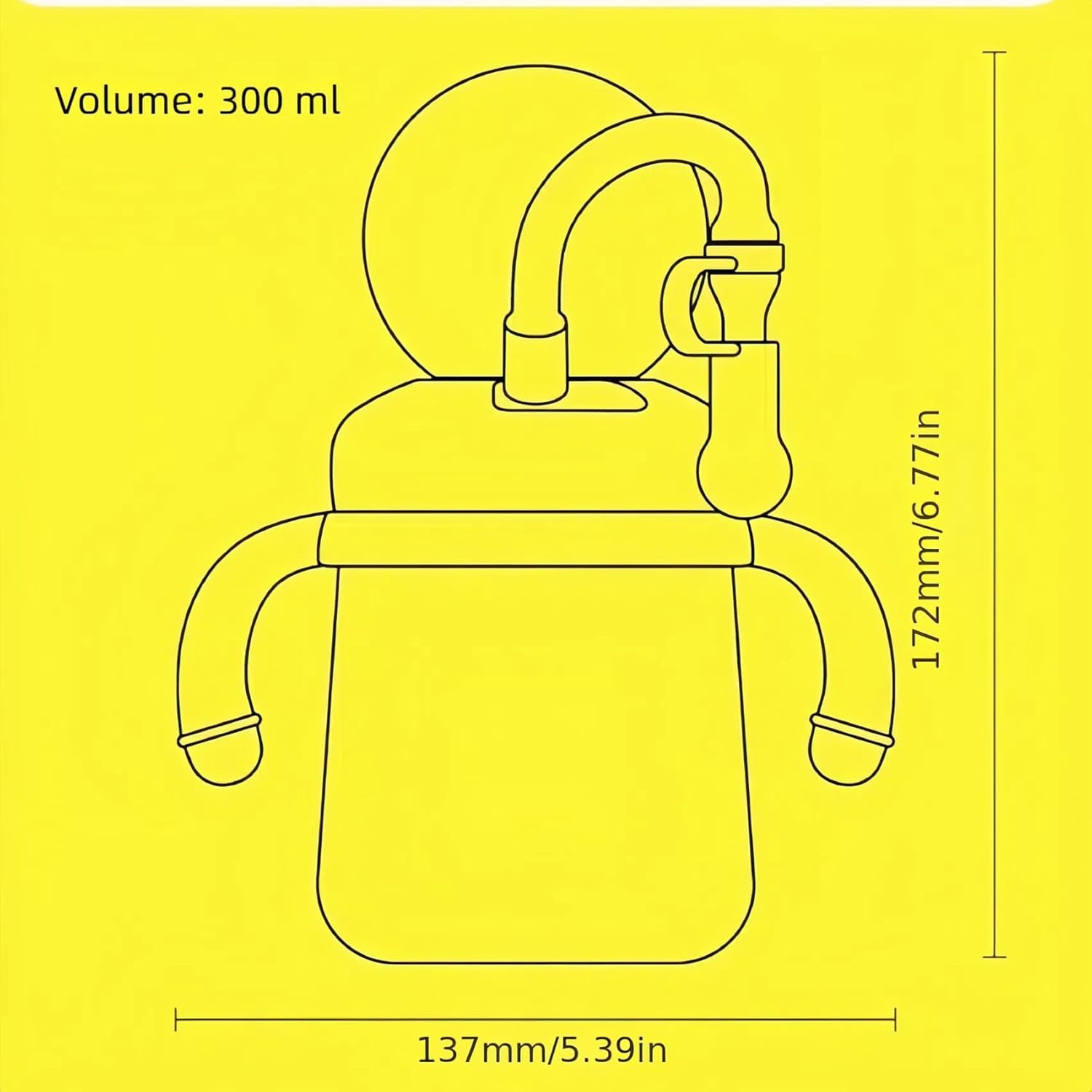 300ml Kids Whale Squirt Leakproof Straw Sippy Cup With Strap
