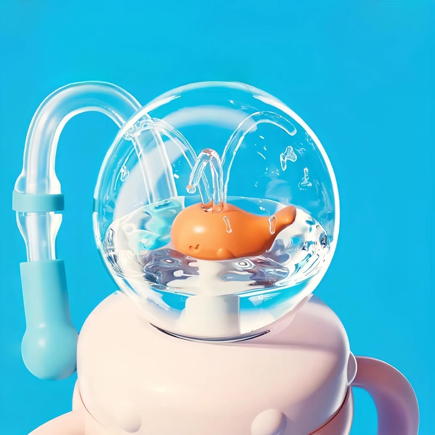 300ml Kids Whale Squirt Leakproof Straw Sippy Cup With Strap
