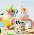 300ml Kids Whale Squirt Leakproof Straw Sippy Cup With Strap