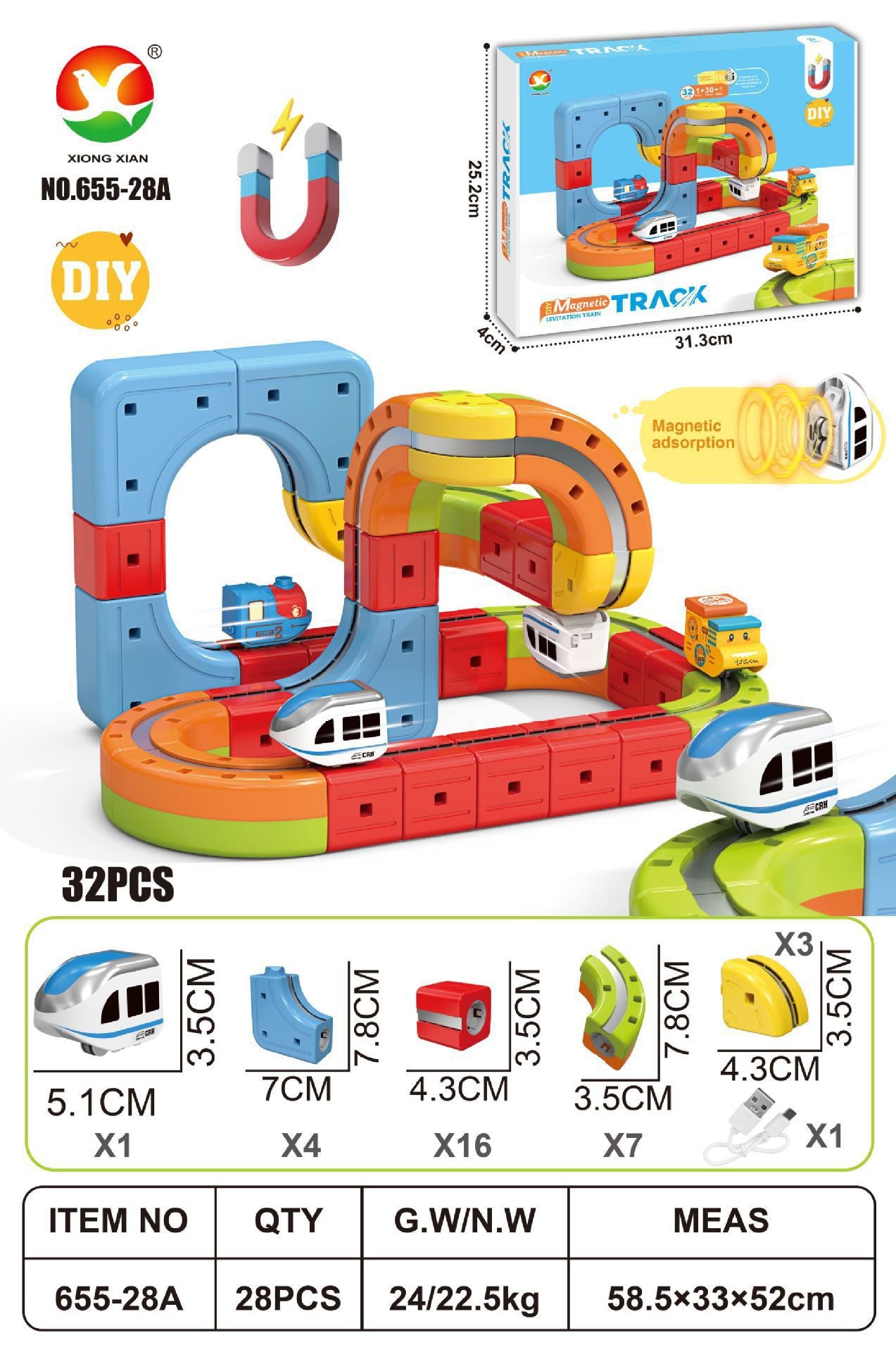 Anti-gravity magnetic track car educational toy for children