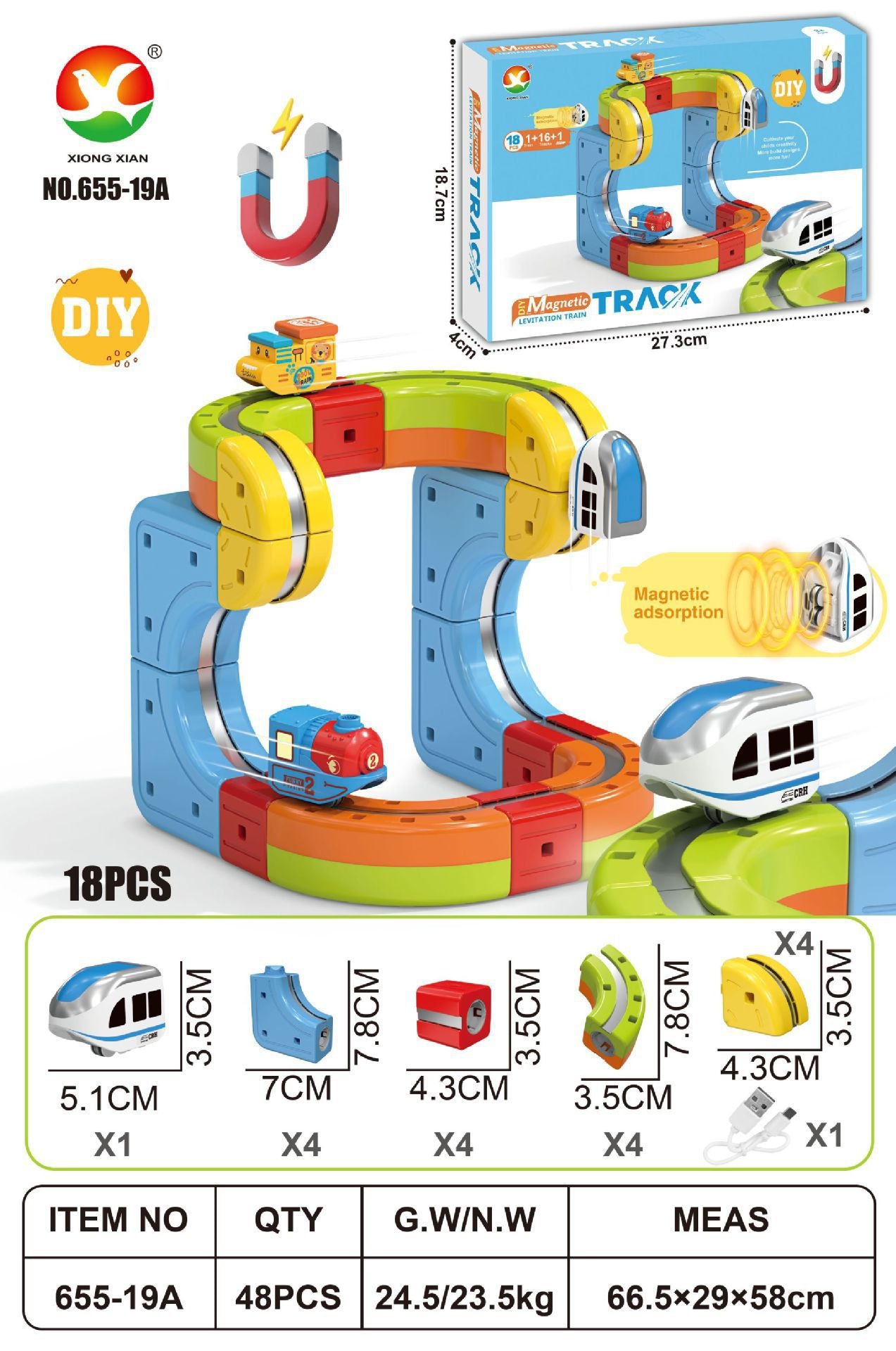 Anti-gravity magnetic track car educational toy for children