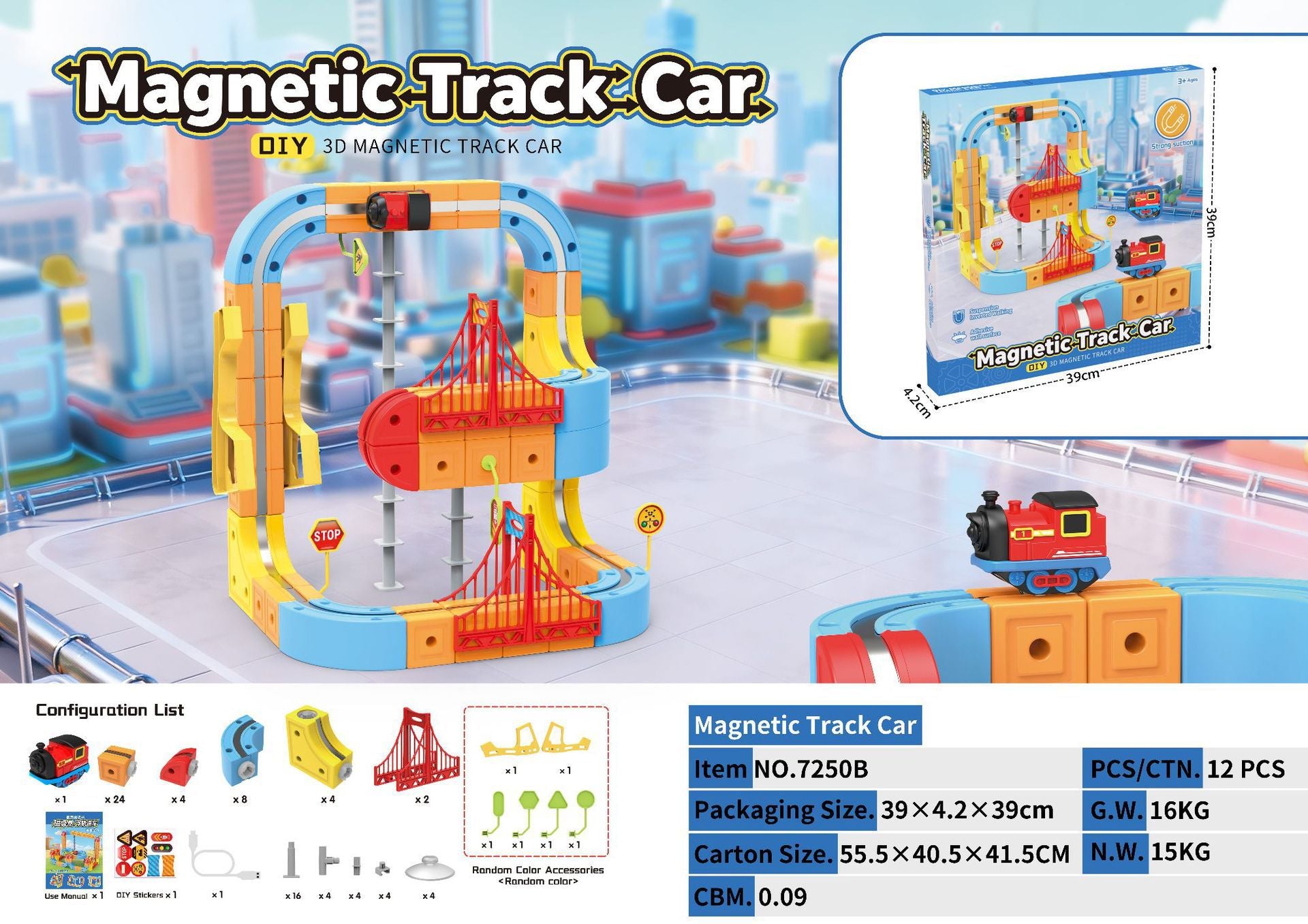 Anti-gravity magnetic track car educational toy for children