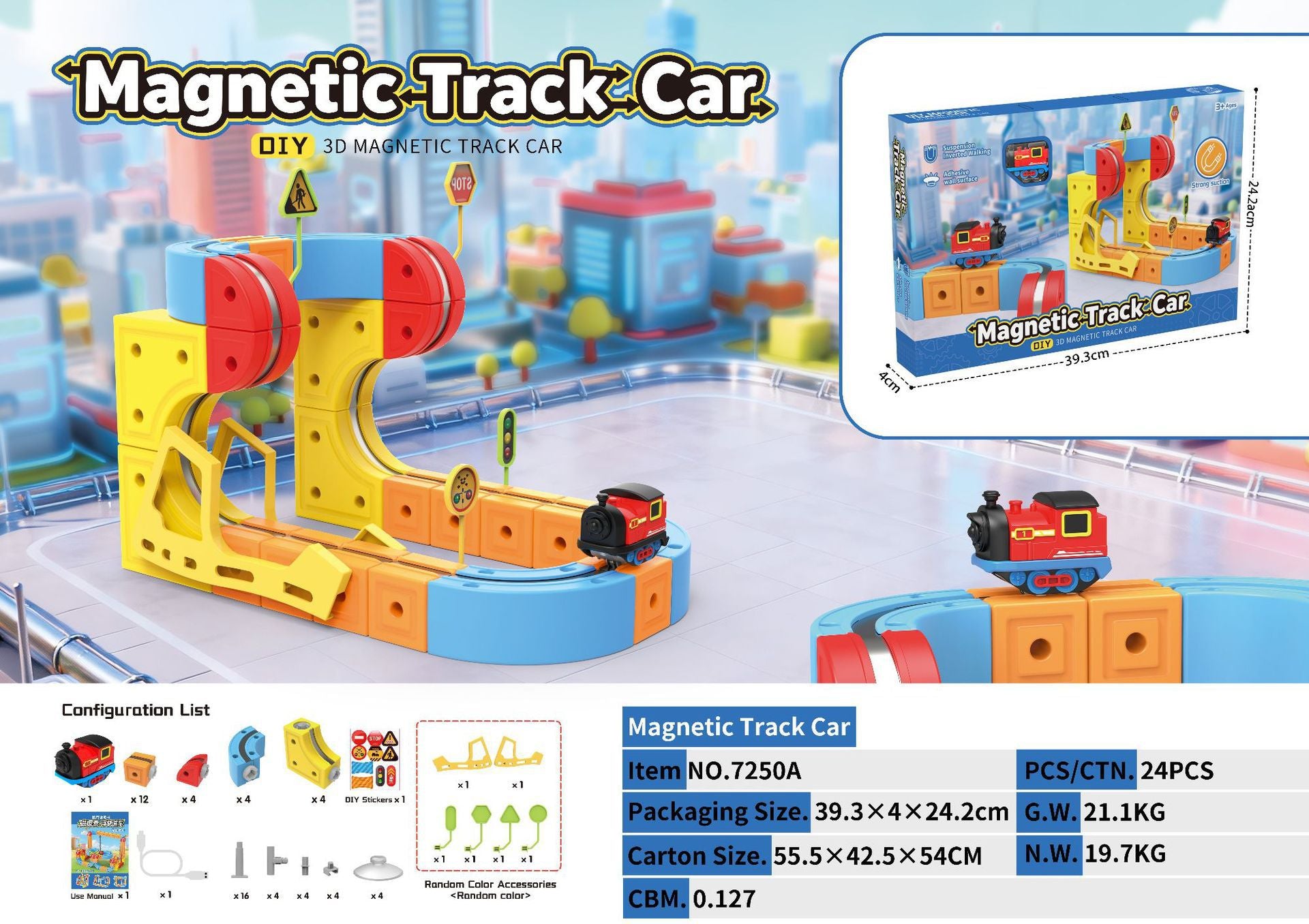 Anti-gravity magnetic track car educational toy for children
