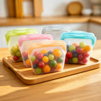 5 PCS Silicone Reusable Leakproof Standing Food Storage Bags